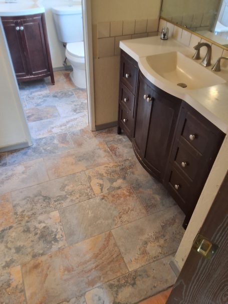 After: updated vanity and flooring